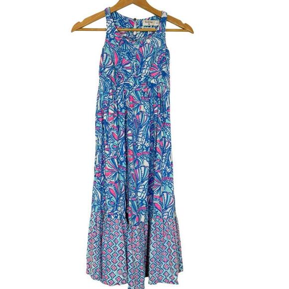 Lily Pulitzer Girls Target Collab Colorful Shell Tiered Maxi Dress Size: Small - Picture 1 of 7